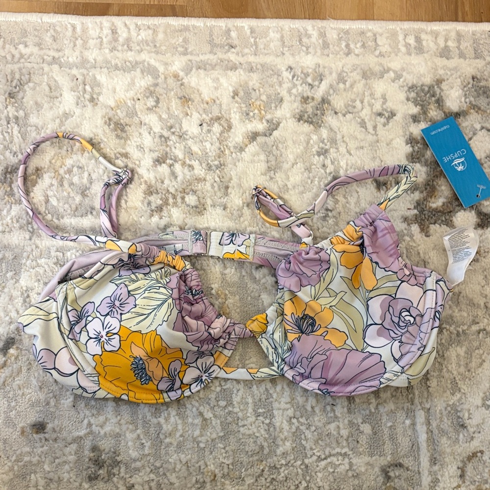Cupshe Lavender Floral Bikini Top